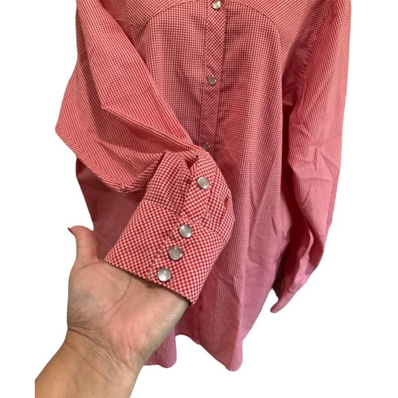 Levi Strauss & Co Vintage 1970s Hong Kong Gingham Shirt Size XL Red/White #1173 - Picture 4 of 6